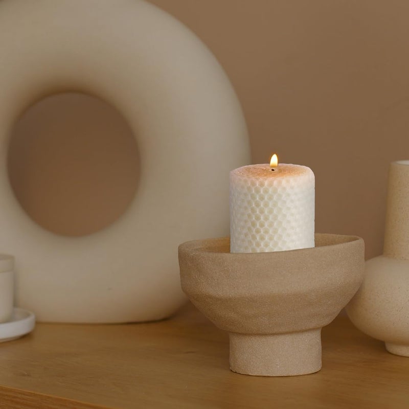 DEYBBY Beeswax Pillar Candles Set of 3 - Handmade Pure Beeswax Rolled Candles for Gift & Home Decor (2?3.4 in - Image 3